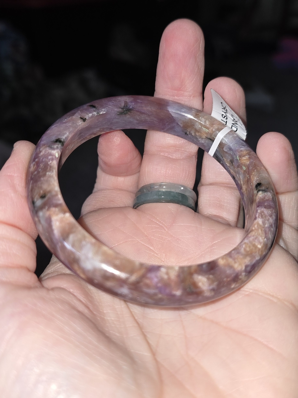 Natural Charoite Stone Bangle in Purple & Brown